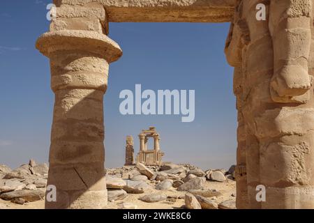 Il tempio di Gerf Hussein sull'isola nuova Kalabsha, vicino Assuan, Egitto Foto Stock