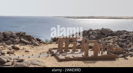 Il tempio di Gerf Hussein sull'isola nuova Kalabsha, vicino Assuan, Egitto Foto Stock