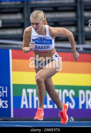 17/18 febbraio 2024, Utilita National Indoor Arena, Birmingham, Regno Unito. Evento: 2024 UK Indoor Athletics Championships. Didascalia: Ellie Baker - 400m foto: Mark Dunn / Alamy Live News (Sport) Foto Stock