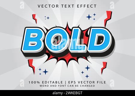 Effetto testo 3D modificabile in grassetto Illustrazione Vettoriale