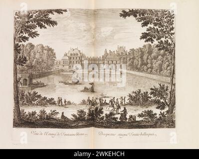 Blick auf das Schloss Fontainebleau. Museo: Privatsammlung. Autore: Silvestre, Israël, der Jüngere. Foto Stock