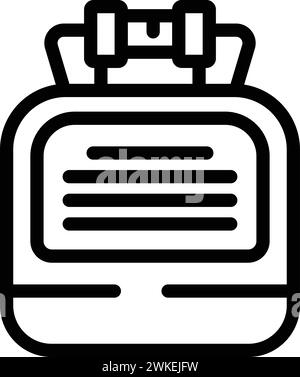 Vettore contorno icona sacca ermetica. Contenitore in plastica sigillato. Confezione per alimenti sigillata sottovuoto Illustrazione Vettoriale