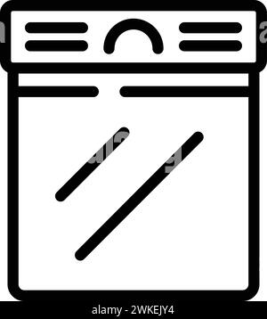 L'icona della sacca a vuoto senza aria delinea il vettore. Contenitore a tenuta compatta. Pacchetto ermeticamente trasparente Illustrazione Vettoriale