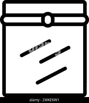 Vettore del contorno dell'icona del sacchetto sigillato sottovuoto. Confezione ermetica. Sacco in polietilene trasparente Illustrazione Vettoriale
