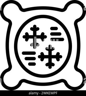 Il vettore del contorno dell'icona del pacchetto ermeticamente senza aria. Confezione da imballaggio sigillata sottovuoto. Sacchetto di plastica ermetico Illustrazione Vettoriale