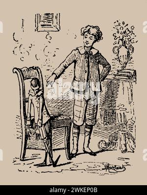 Illustrazione für 'le avventure di Pinocchio. Storia di un Burattino' von Carlo Collodi. Museo: Privatsammlung. Autore: Enrico Mazzanti. Foto Stock