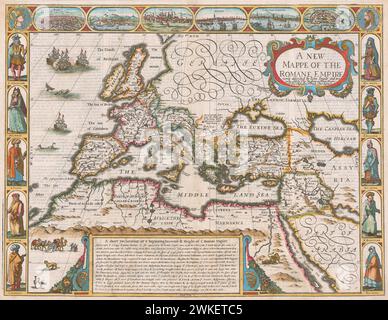 Nuova mappa illustrata d'epoca dell'Impero Romano . . . Di John Speed. 1626 da Prospect of the Most Famous Parts of the World Foto Stock