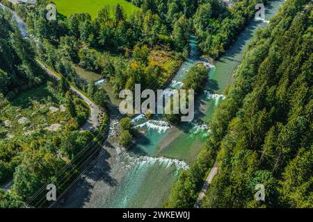 Idyllisches Oberallgäu am Iller-Ursprung bei Oberstdorf im Sommer Spätsommerliche Stimmung nahe Oberstdorf am Ursprung der Iller Oberstdorf Iller-Ursp Foto Stock