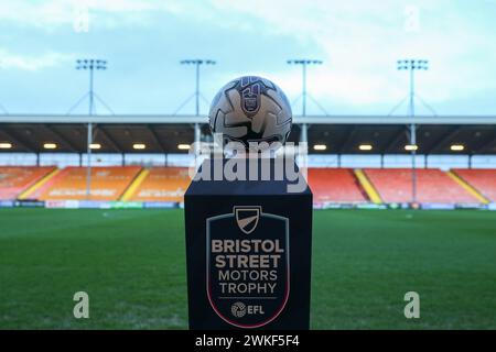 Il Bristol Street Motors Trophy match ball davanti al Bristol Street Motors Trophy semifinale Blackpool vs Peterborough United a Bloomfield Road, Blackpool, Regno Unito, 20 febbraio 2024 (foto di Gareth Evans/News Images) Foto Stock