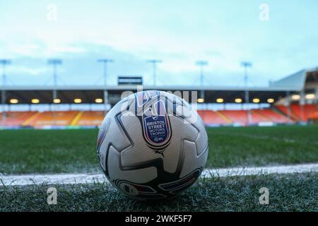 Il Bristol Street Motors Trophy match ball davanti al Bristol Street Motors Trophy semifinale Blackpool vs Peterborough United a Bloomfield Road, Blackpool, Regno Unito, 20 febbraio 2024 (foto di Gareth Evans/News Images) Foto Stock