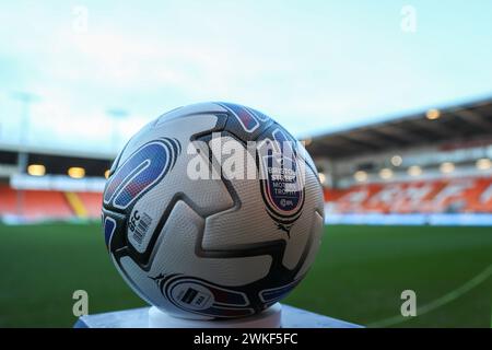 Il Bristol Street Motors Trophy match ball davanti al Bristol Street Motors Trophy semifinale Blackpool vs Peterborough United a Bloomfield Road, Blackpool, Regno Unito, 20 febbraio 2024 (foto di Gareth Evans/News Images) Foto Stock