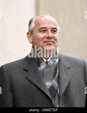 Mikhail Gorbachev. Ritratto dell'ex leader dell'Unione Sovietica, Mikhail Sergeyevich Gorbaciov (1931-2022) nel 1985 Foto Stock