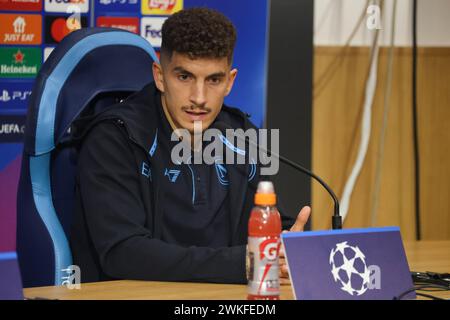 Napoli, Campania, ITALIA. 20 febbraio 2024. 20/02/2024 Napoli, conferenza stampa pre-partita della Champions League 2024 tra Napoli e Barcellona valida per il round del 16.nella foto: Giovanni di Lorenzo della SSC Napoli (Credit Image: © Fabio Sasso/ZUMA Press Wire) SOLO USO EDITORIALE! Non per USO commerciale! Foto Stock