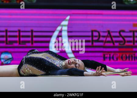 Chieti, Italia. 17 febbraio 2024. Viktoriia Onopriienko di armonia D'Abruzzo durante la ginnastica ritmica FGI serie A1 2024 al PalaTricalle. (Foto di Fabrizio Carabelli/SOPA Images/Sipa USA) credito: SIPA USA/Alamy Live News Foto Stock