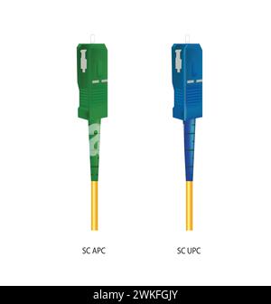 Cavi in fibra ottica con connettori SC, vettoriali Illustrazione Vettoriale