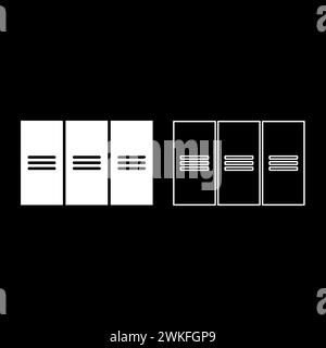 Armadietti in metallo armadietti in acciaio Set icona vettoriale di colore bianco immagine immagine semplice riempimento solido contorno linea di contorno sottile stile piatto Illustrazione Vettoriale