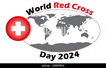 Giornata Mondiale della Croce Rossa Concept Vector della mappa del mondo, 8 maggio Croce Rossa Illustrazione Vettoriale