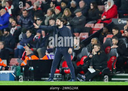 Southampton, Regno Unito. 20 febbraio 2024. Southampton Manager Russell Martin gesti durante il Southampton FC vs Hull City FC al St.Mary's Stadium, Southampton, Inghilterra, Regno Unito il 20 febbraio 2024 Credit: Every Second Media/Alamy Live News Foto Stock