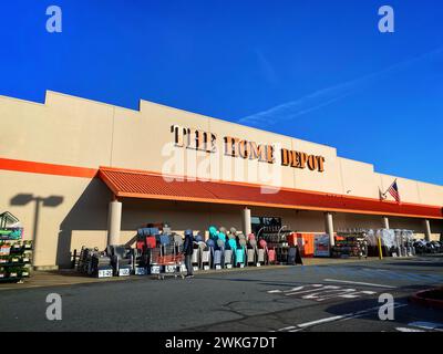 Negozio Home Depot a Marina del Rey, California, esterno con logo al mattino, negozio di articoli per la casa nella contea di Los Angeles Foto Stock