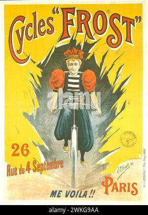 Poster pubblicitario francese vintage Clouet. Cicli "Frost". 1894 Foto Stock