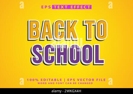 effetto di testo modificabile per lo sfondo della scuola Illustrazione Vettoriale
