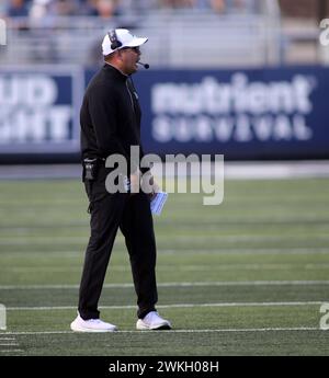 4 novembre 2023 - Timmy Chang, allenatore dei Rainbow Warriors, durante una partita tra i Nevada Wolfpack e gli Hawaii Rainbow Warriors al MacKay Stadium di Reno, Nevada - Michael Sullivan/CSM Foto Stock