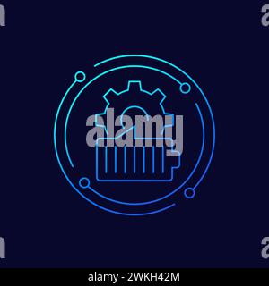 icona di gestione dell'alimentazione con batteria e design della linea Illustrazione Vettoriale