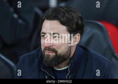 Southampton, Regno Unito. 20 febbraio 2024. Il manager del Southampton Russell Martin sorride durante la partita tra Southampton FC e Hull City FC al St.Mary's Stadium, Southampton, Inghilterra, Regno Unito il 20 febbraio 2024 Credit: Every Second Media/Alamy Live News Foto Stock