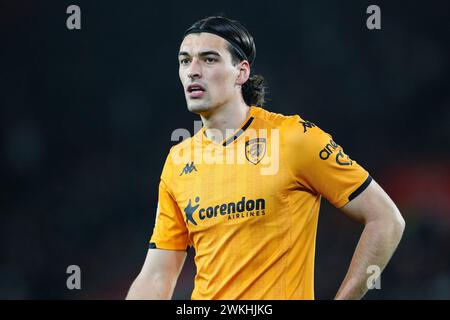 Southampton, Regno Unito. 20 febbraio 2024. Hull City Defender Alfie Jones (5) ritratto durante il Southampton FC vs Hull City FC allo St.Mary's Stadium, Southampton, Inghilterra, Regno Unito il 20 febbraio 2024 Credit: Every Second Media/Alamy Live News Foto Stock