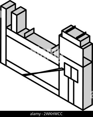 produzione di acciaio per impianti di coking immagine isometrica icon vettoriale Illustrazione Vettoriale