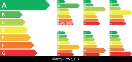 Illustrazione vettoriale delle diverse etichette energetiche dell'Unione europea Illustrazione Vettoriale