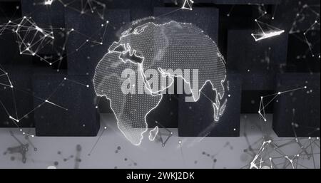 Immagine delle connessioni e dell'elaborazione dei dati in tutto il mondo Foto Stock