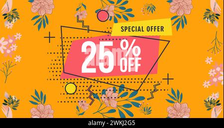 Immagine del 25% di sconto sul testo sui fiori in movimento ipnotico Foto Stock