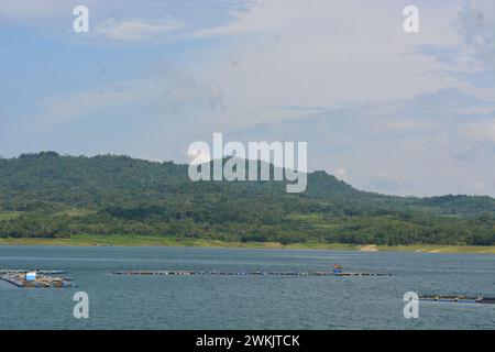 Foto di un serbatoio con uno stagno di acquacoltura di acqua dolce Foto Stock