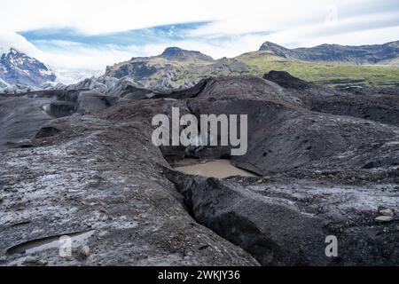 Ghiacciaio Svinafellsjokull in Islanda durante l'estate Foto Stock