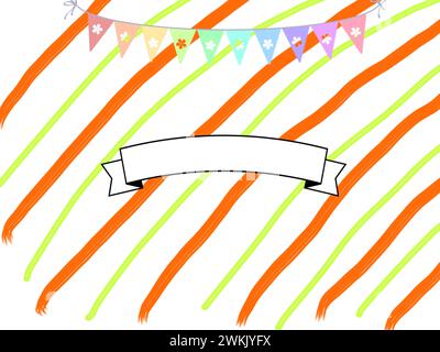 Sfondo arancione e verde con banner di testo . Illustrazione di alta qualità Foto Stock