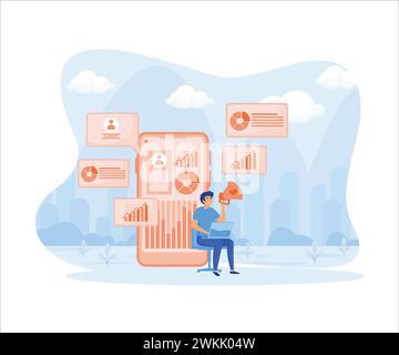 La partnership con affiliati consente di guadagnare denaro, marketing, condivisione di attività di referral, promozione dell'amicizia e offerta. illustrazione moderna vettoriale piatta Illustrazione Vettoriale