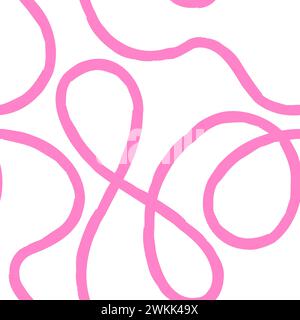 Motivo senza cuciture con pennello, pennello in gesso con linee di doodle audaci. Grunge spruzza e scarabocchi. Semplice stampa su carta da parati infantile. Illustrazione Vettoriale