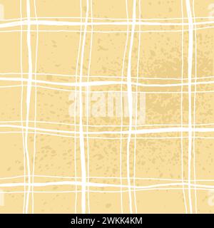 Schema geometrico irregolare disegnato a mano con griglia a mano libera. Forme e bordi unici di pennello beige, giallo e bianco. y2k grunge Simple Design Eleme Illustrazione Vettoriale
