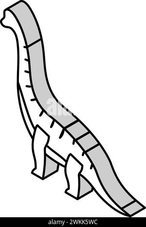 illustrazione vettoriale dell'icona isometrica dell'animale di brachiosaurus dinosauro Illustrazione Vettoriale