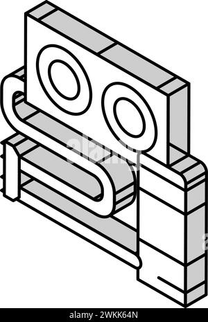 illustrazione vettoriale dell'icona isometrica del pc per giochi con raffreddamento a liquido Illustrazione Vettoriale