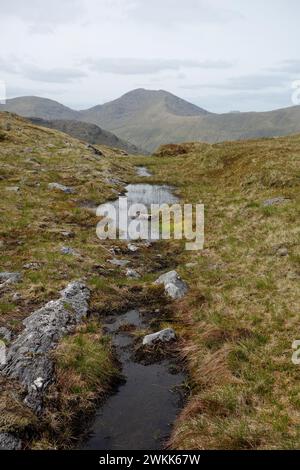 La montagna scozzese Munro 'Sgurr Mor' Corbett 'from the Corbett Sgurr Mhurlagain' a Glen Dessarry Highlands scozzesi, Scozia, Regno Unito. Foto Stock