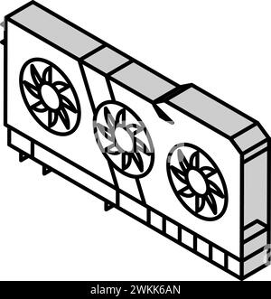 illustrazione vettoriale dell'icona isometrica del pc per giochi con scheda grafica Illustrazione Vettoriale