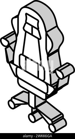 illustrazione vettoriale icona isometrica del pc per il gioco su sedia Illustrazione Vettoriale