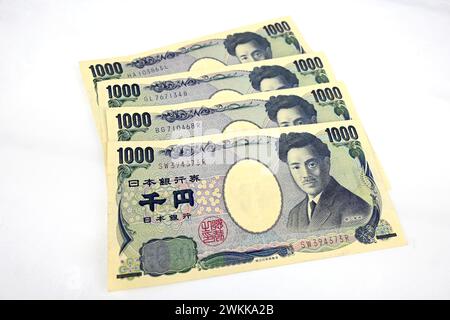 1000 Yen nota il denaro giapponese – Galles, Regno Unito – 19 febbraio 2024 Foto Stock