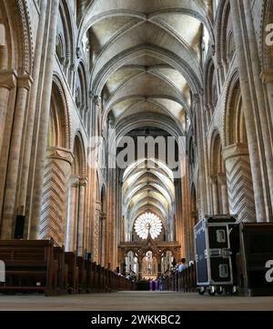 Navata o navata centrale della cattedrale di Durham (Durham, Inghilterra) Foto Stock