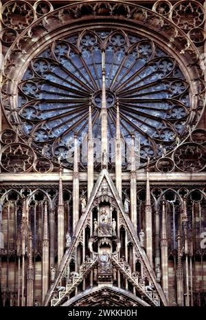 Il fronte occidentale, la cattedrale di Strasburgo, Strasburgo, Alsazia, Francia Foto Stock