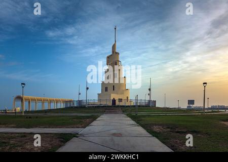 Meravigliosa vista mattutina sull'isola di Marjan nella Corniche di Dammam - Arabia Saudita. Foto Stock