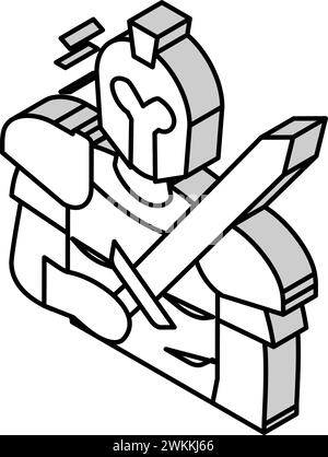 illustrazione vettoriale di icone isometriche della mitologia di dio greco ares Illustrazione Vettoriale