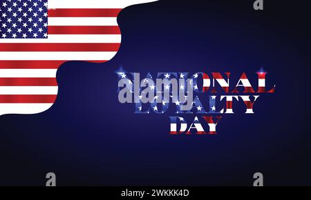 National Loyalty Day testo elegante con motivo a forma di illustrazione della bandiera usa Illustrazione Vettoriale